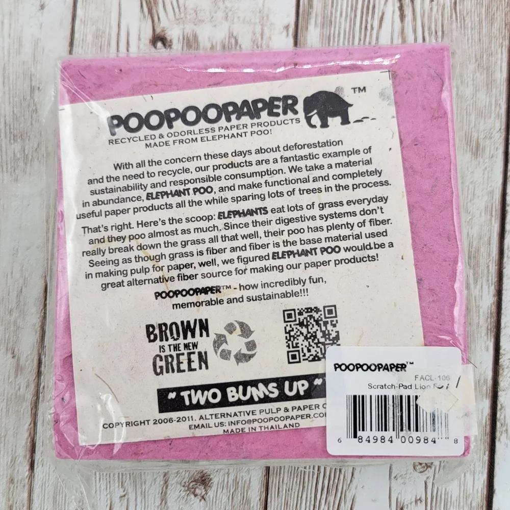 NEW Lion - Just DOO It! Elephant Poop Eco-friendly Scratch Pads Fun Gag Gift